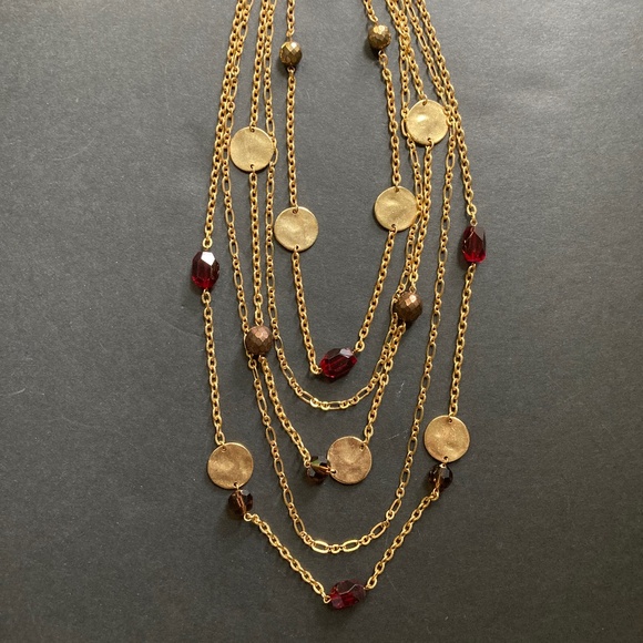 5-Strand Necklace/Beads & Textured Matte Discs/Toggle Closure/Shortest is 18 In. - Picture 1 of 2